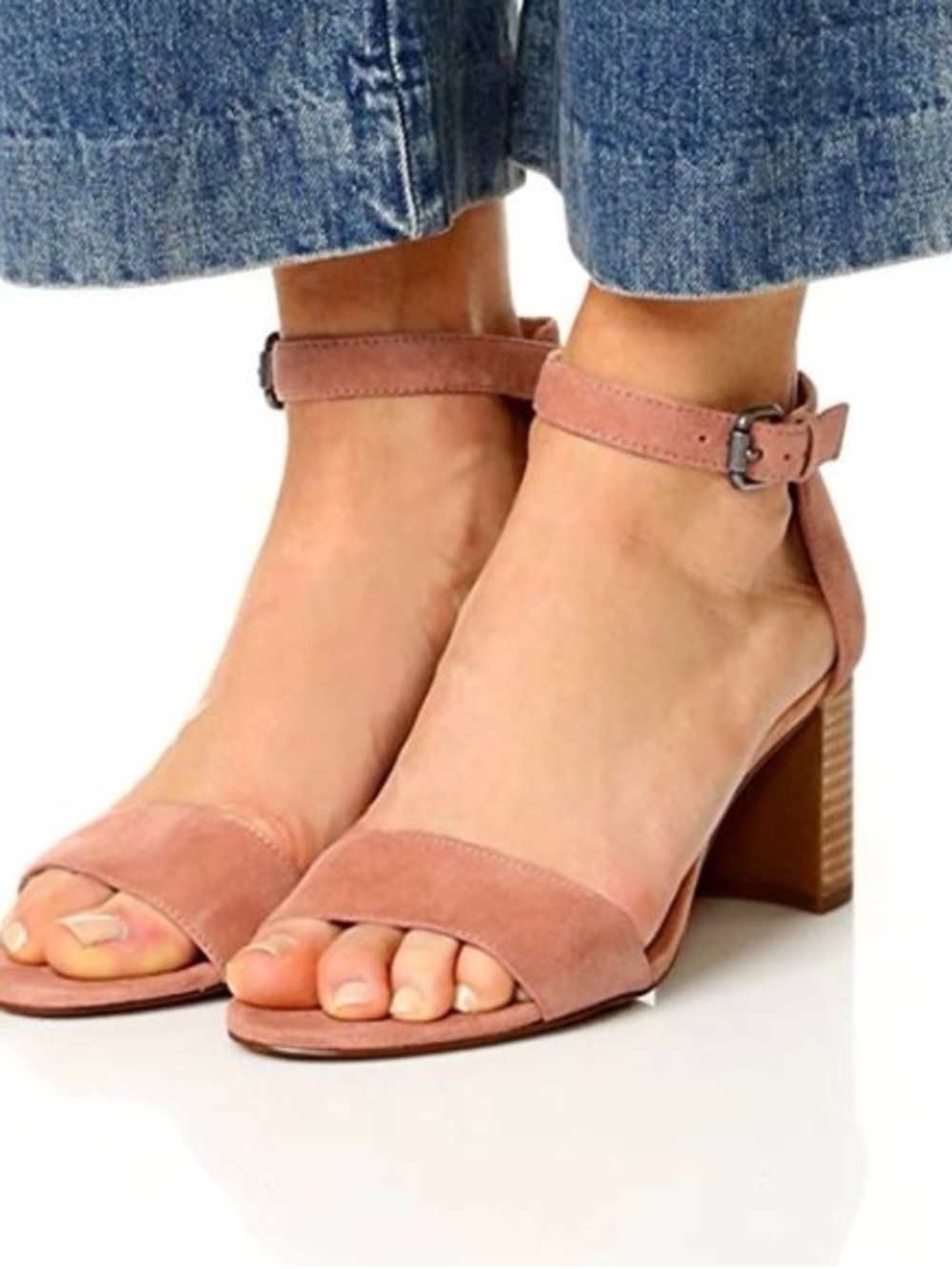 Madewell- Women’s Suede Ankle Strap Block Heel Sandal - Size 6.5 - Tan
